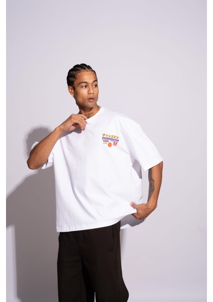 Erkek Oversize T-Shirt Academie Beyaz indirimleri