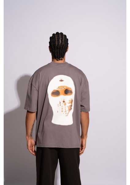 Erkek Oversize T-Shirt Ninja Gri