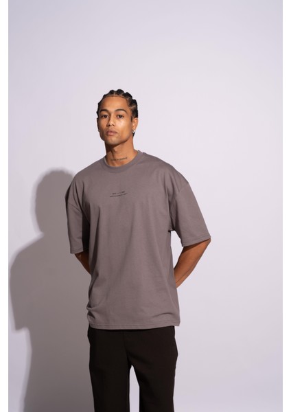 Erkek Oversize T-Shirt Ninja Gri fırsatları
