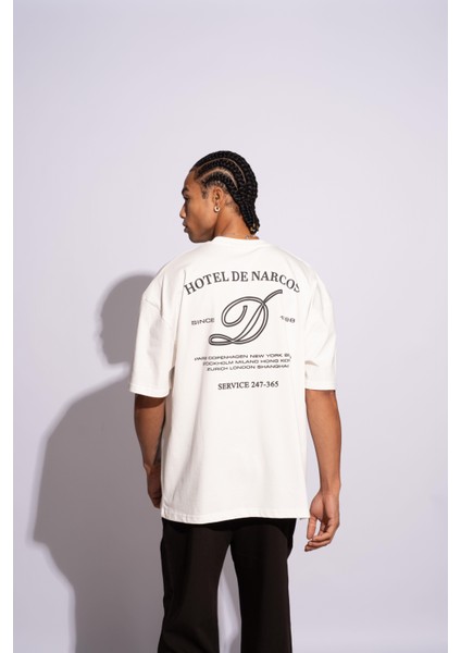 Erkek Oversize T-Shirt Hotel De Narcos Beyaz modelleri