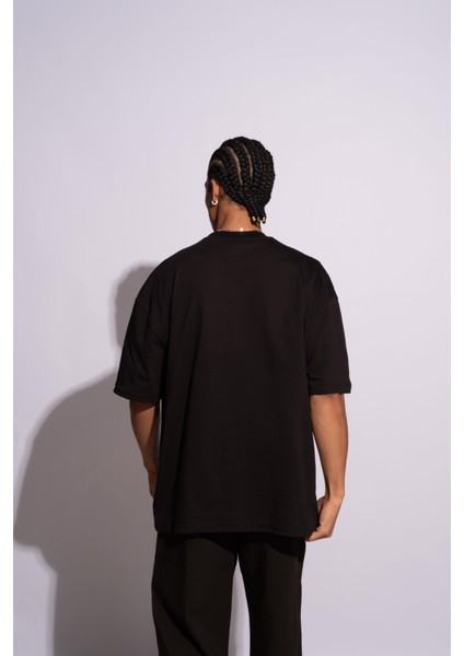 Erkek Oversize T-Shirt Mantar Siyah fırsatları