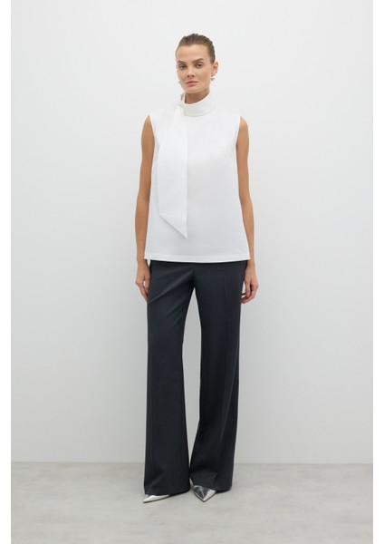 Yakası Fular Detaylı Kolsuz Poplin Bluz Beyaz K2613010_002 modelleri