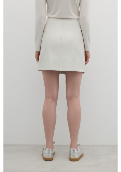 Pili Detaylı Çift Cepli Mini Etek Taş K2615016_044