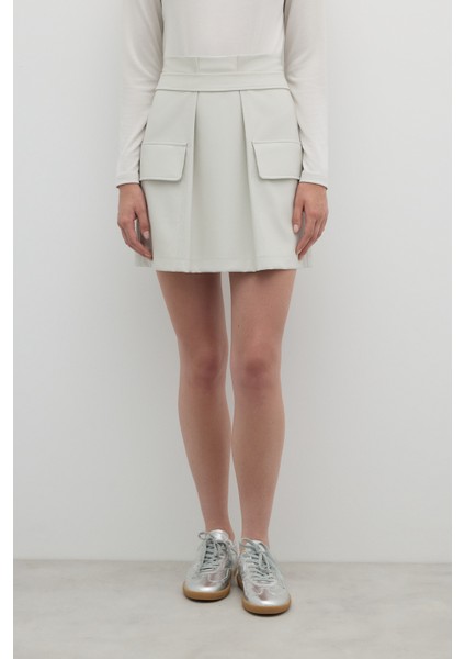 Pili Detaylı Çift Cepli Mini Etek Taş K2615016_044 fiyatları