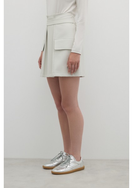 Pili Detaylı Çift Cepli Mini Etek Taş K2615016_044 modelleri