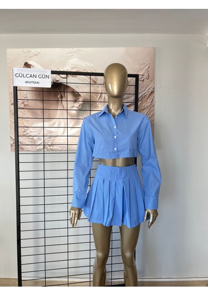 Pileli Şort Etek ve Gömlekli Takım fırsatları