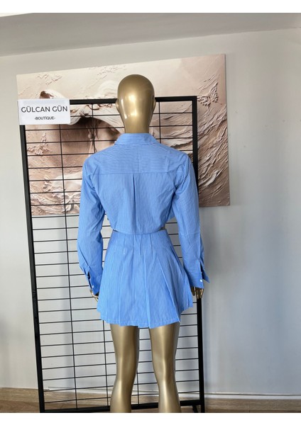 Pileli Şort Etek ve Gömlekli Takım