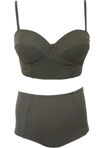 Yüksek Bel Yeşil Kadın Bikini