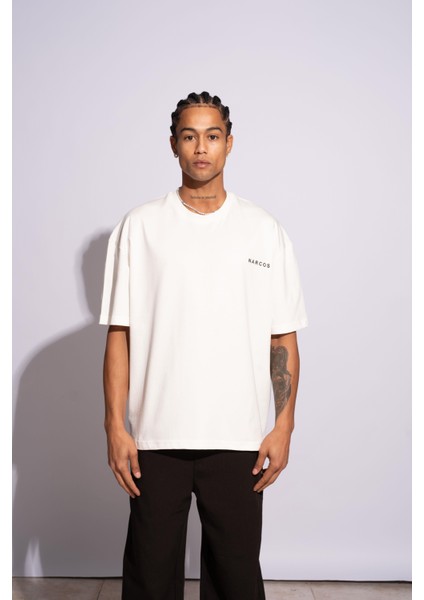 Erkek Oversize T-Shirt Arabic Beyaz fiyatları