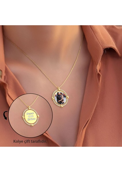 Isimli Fotoğraflı Dönen Çerçeve Altın Kaplama Gümüş Kolye fiyatları