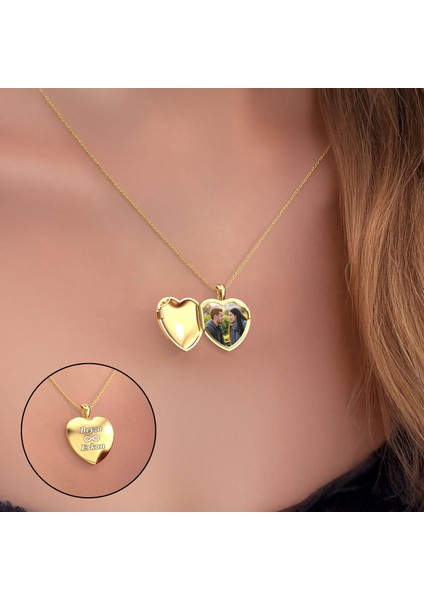 Işıklı Kutuda Fotoğraflı Açılabilir Kalp Altın Kaplama Gümüş Kolye fiyatları