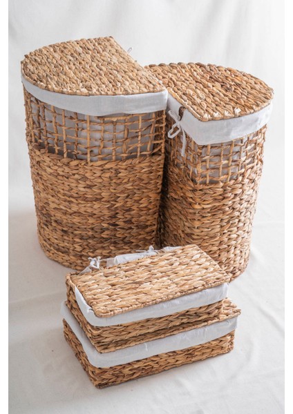 Soléa Hasır 4'lü Kapaklı Sepet Seti