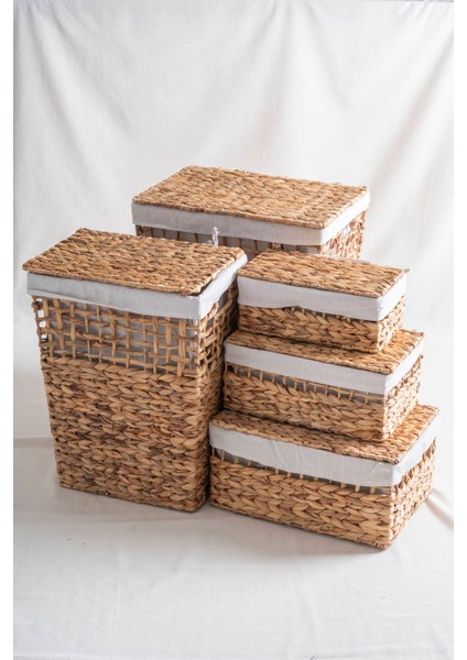 Soléa Hasır 5'li Kapaklı Sepet Seti