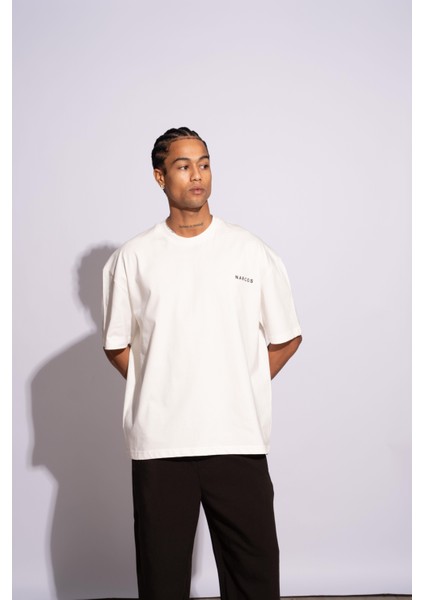Erkek Oversize T-Shirt Arabic Beyaz modelleri