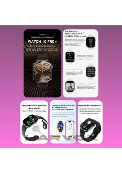 Watch 10 Pro+ Akıllı Saat Apple iPhone ve Android Tüm Telefonlara Uyumlu fiyatları