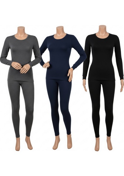 | 3 ' Adet 3'renk Termal Takım Kadın( Siyah Lacivert Antrasit ) modelleri
