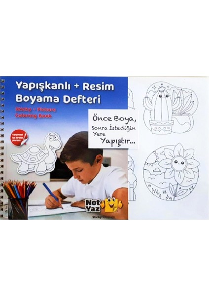 20X28 21 Sayfa Yapışkanlı Boyama+Resim Defteri Kağıt Bant Hediyeli-Erkek Çocuk (RB-0547)