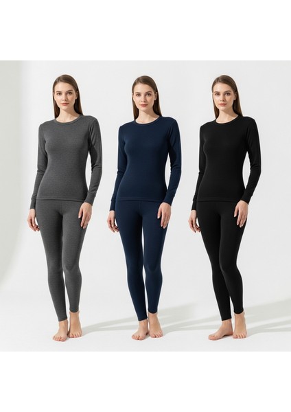 | 3 ' Adet 3'renk Termal Takım Kadın( Siyah Lacivert Antrasit )