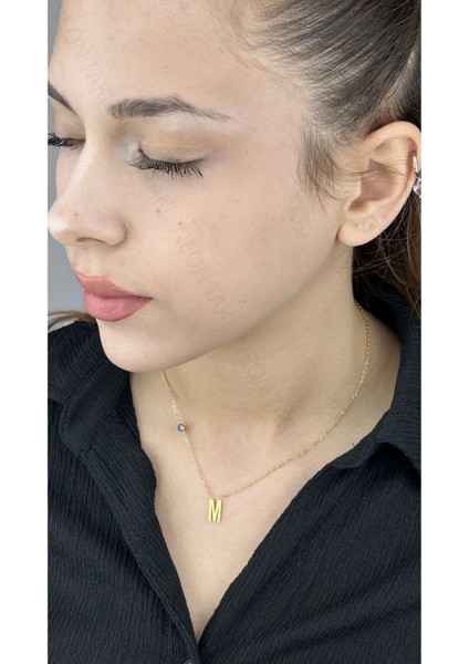 M Harfli, Nazar Figürlü, Paslanmaz Çelik Kolye 280, Altın Renk fiyatları