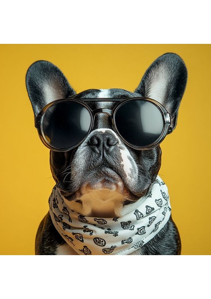 Bandanalı Köpek Ev Duvar Salon Güzellik Salonu Ofis Dükkan Dekarasyon Kanvas Tablo fiyatları