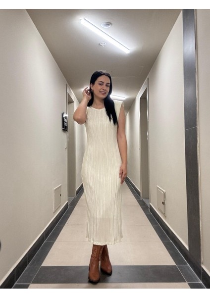 Maxi Boy Vatkalı Astarlı Krinkıl Elbise indirimleri