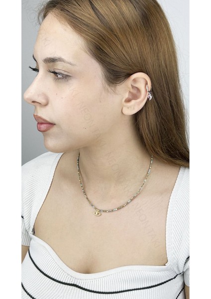 Kolye, Kararmayan Paslanmaz Çelik, Göz Detaylı, Renkli Boncuklu, Çok Renkli, Model395