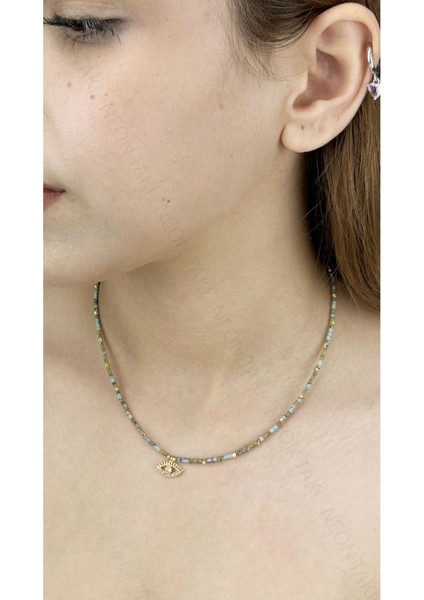 Kolye, Kararmayan Paslanmaz Çelik, Göz Detaylı, Renkli Boncuklu, Çok Renkli, Model395 fiyatları