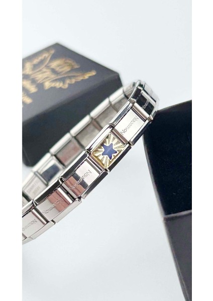 Yıldız, İtalyan Nom Bileklik için Çelik Charm 32, Gümüş Renk (BİLEKLİK DAHİL DEĞİLDİR!!)