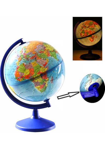 Siyasi Dünya Küresi Kablosuz LED Işıklı En Büyük Boy 30 cm Çaplı Yer Küre Yazılıp Silinebilir