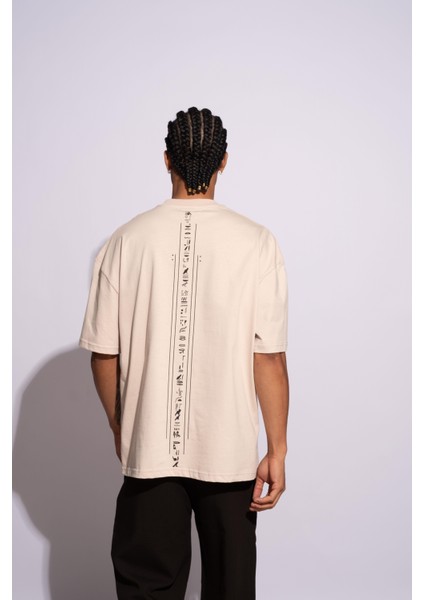 Erkek Oversize T-Shirt Ra Bej fırsatları