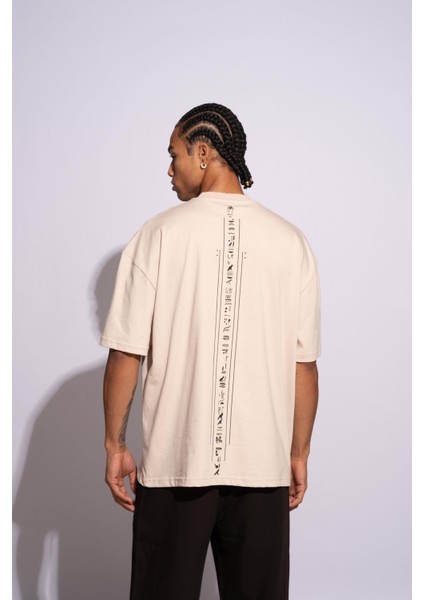 Erkek Oversize T-Shirt Ra Bej indirimleri