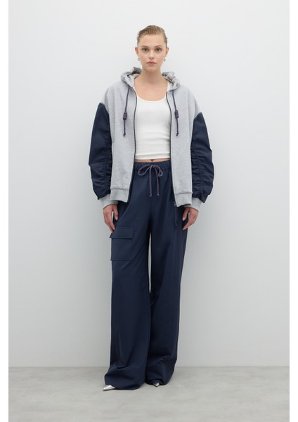 Önü Fermuar Detaylı Kapüşonlu Sweatshirt Gri K2623827_004 fiyatları