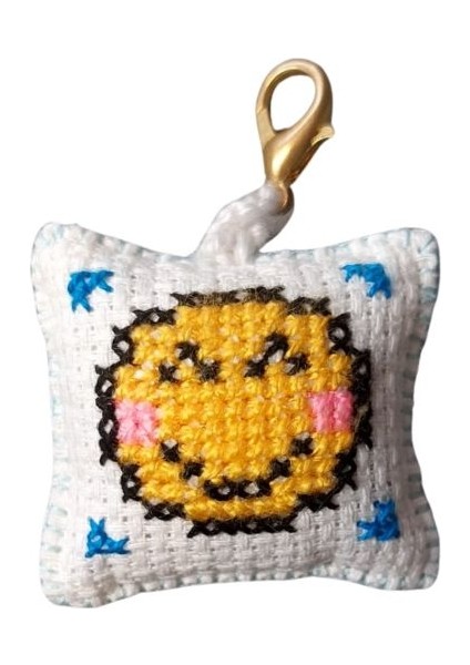 0218 El Yapımı Gülücük Emoji Çanta Süsü / Anahtarlık