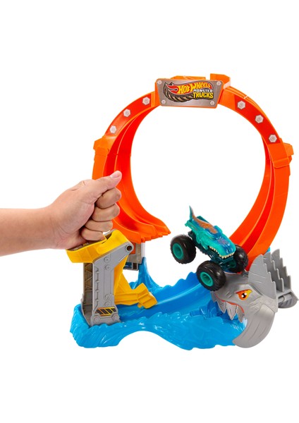 ® Monster Trucks Köpekbalığı Oyun Seti Hot Wheels Monster Trucks Köpekbalığı Oyun Seti ve 1:64 Ölçekli Mega-Wrex Aracı JFR08 modelleri