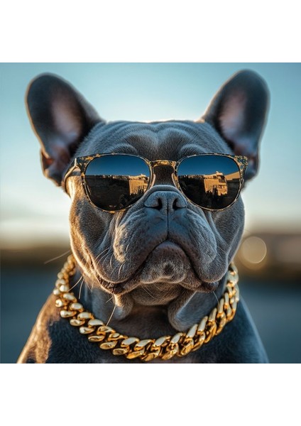 Altın Zincirli Köpek Ev Duvar Salon Güzellik Salonu Ofis Dükkan Dekarasyon Kanvas Tablo fiyatları