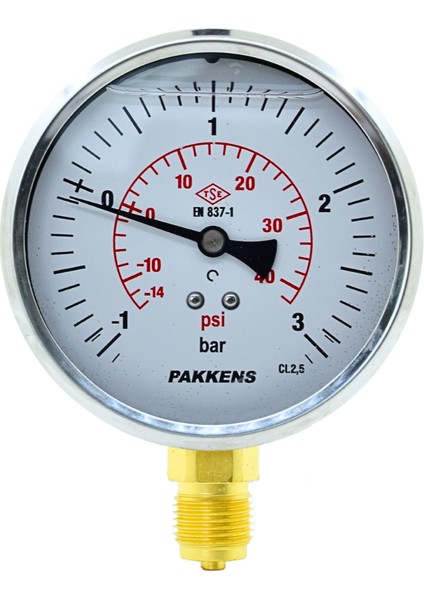 Vakumetre Q100 -1/+3 Bar Alt.bağ.glis.