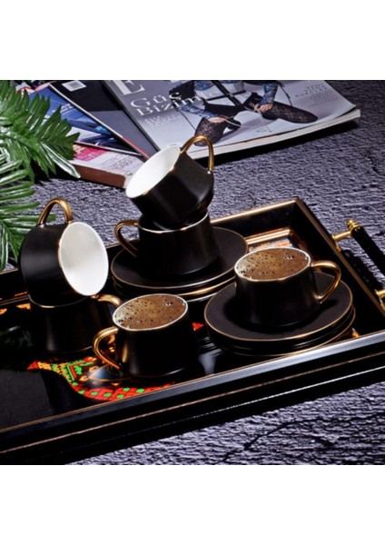 FIN-526 New Bone 120CC Kahve Fınc. Takımı 6 Lı Mat Black