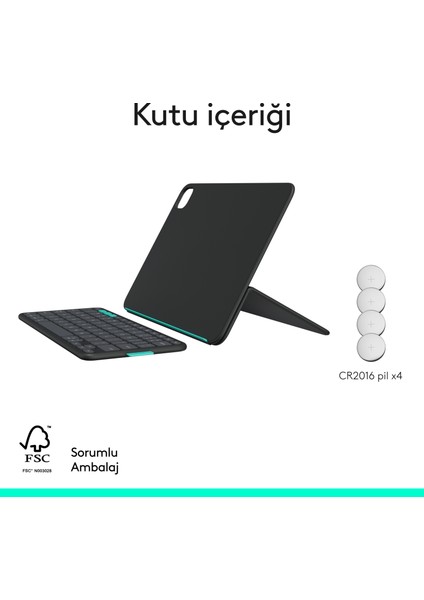Flip Folio iPad Pro 13 Inç (M4), iPad Air 13 Inç (M2 ve M3) ile Uyumlu Klavyeli Tablet Kılıfı, Siyah fiyatları