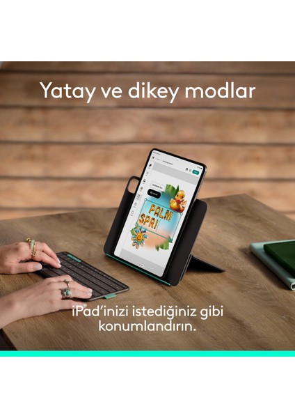 Flip Folio iPad Pro 13 Inç (M4), iPad Air 13 Inç (M2 ve M3) ile Uyumlu Klavyeli Tablet Kılıfı, Siyah
