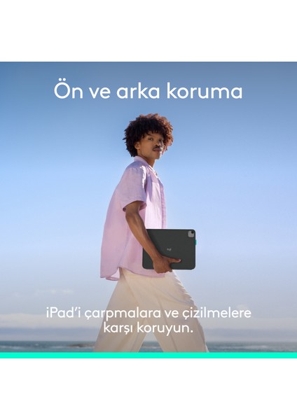 Flip Folio iPad Pro 13 Inç (M4), iPad Air 13 Inç (M2 ve M3) ile Uyumlu Klavyeli Tablet Kılıfı, Siyah