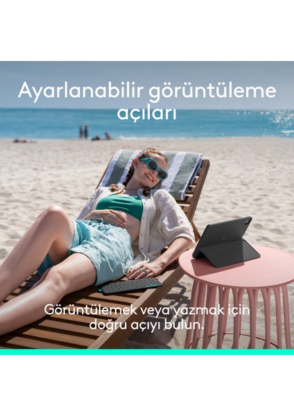 Flip Folio iPad Pro 13 Inç (M4), iPad Air 13 Inç (M2 ve M3) ile Uyumlu Klavyeli Tablet Kılıfı, Siyah