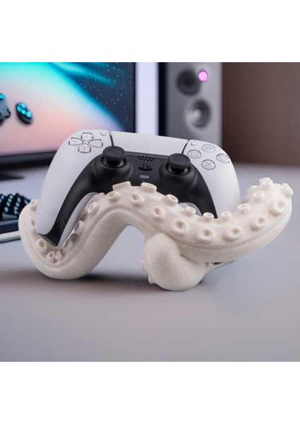 – 3D Baskı Ahtapot Kol Tasarımlı Ps5 Dualsense Standı | 20 cm Uzunluk, 7 cm Yükseklik, Pla Malzeme, Dekoratif Oyun Konsolu Tutucu