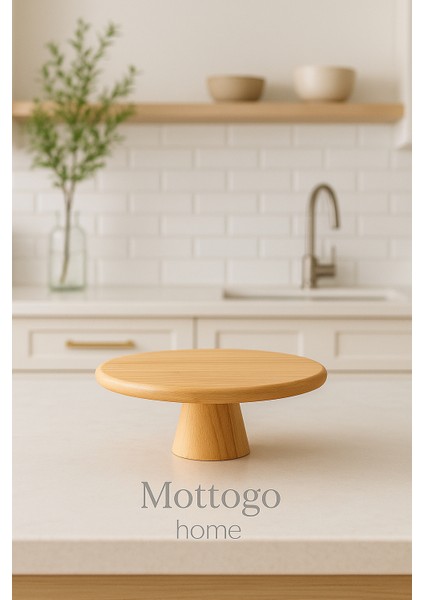 Doğal Bambu Yuvarlak Pasta & Kek Standı Ayaklı Sunumluk 31 cm Çap fiyatları