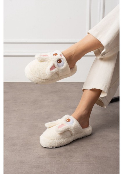 Kadın Tavşan Figürlü Sessiz Taban Peluş Ev Terliği fiyatları