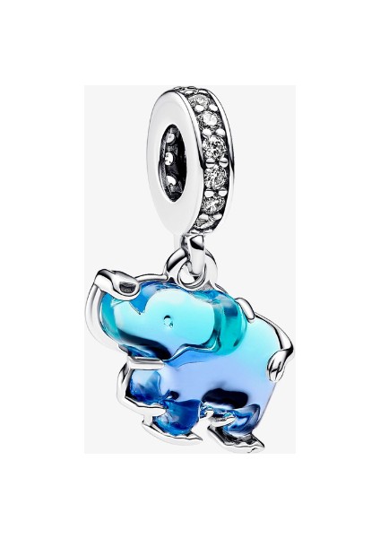 Sallantılı Mavi Cam Fil Charm indirimleri