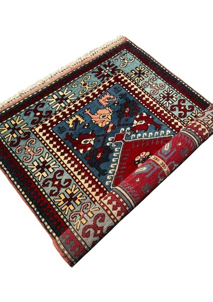 El Dokuma Sıfır Yörük Halısı Seccade 93X135 Turkuaz Yün Namazlık indirimleri