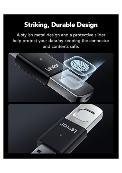 Jumpdrive Fingerprint F35 Pro 128 GB USB 3.0 Flash Sürücü, 400 Mb/s'ye Kadar OKUMA/300 Mb/s Yazma, USB Bellek, 10 Parmak Izi Kimliğine Izin Verilir, Bellek Çubuğu, Pc/laptop (LJDF35P128G-RNBNG) fiyatları