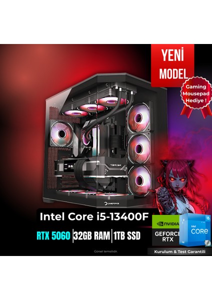 Tkdenv-77 İ5-13400/RTX 50608GB/32GB Ram/1tb Ssd-Hazır Kurulu Sistem!