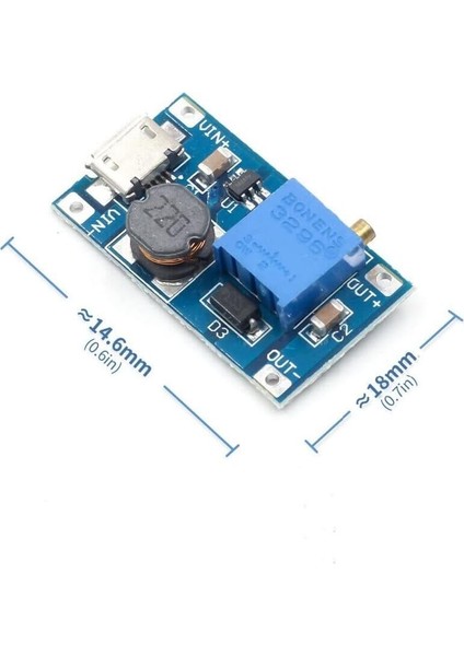 MT3608 2A Yükselteç Dc-Dc Aşamalı Güç Modülü Micro USB Çıkışlı