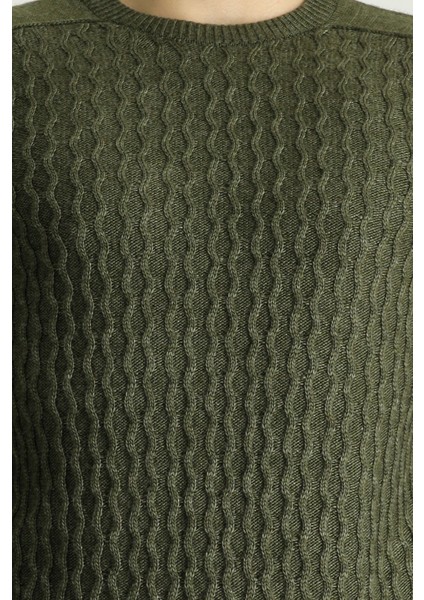 Bisiklet Yaka Regular Fit Dikişsiz Desenli Triko Kazak indirimleri